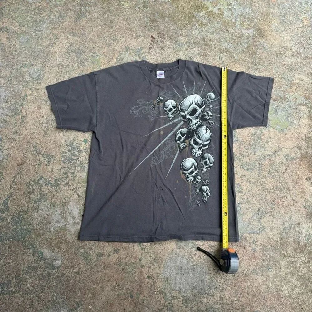 Multi Cracked Skeleton Skull Y2K Shirt